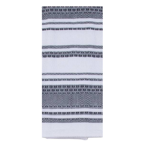 Geometric Print Black & White Onyx Dual Purpose Cotton Kitchen Dish Terry Towel