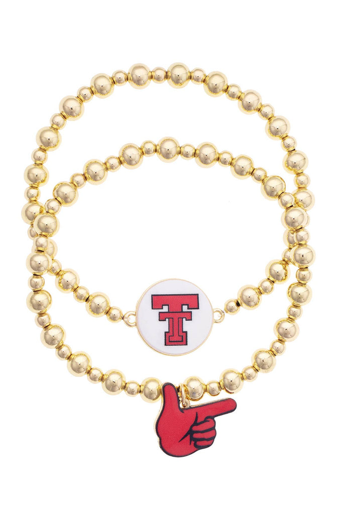 Canvas Style - Texas Tech Red Raiders Ball Bead BraceletSet of 2