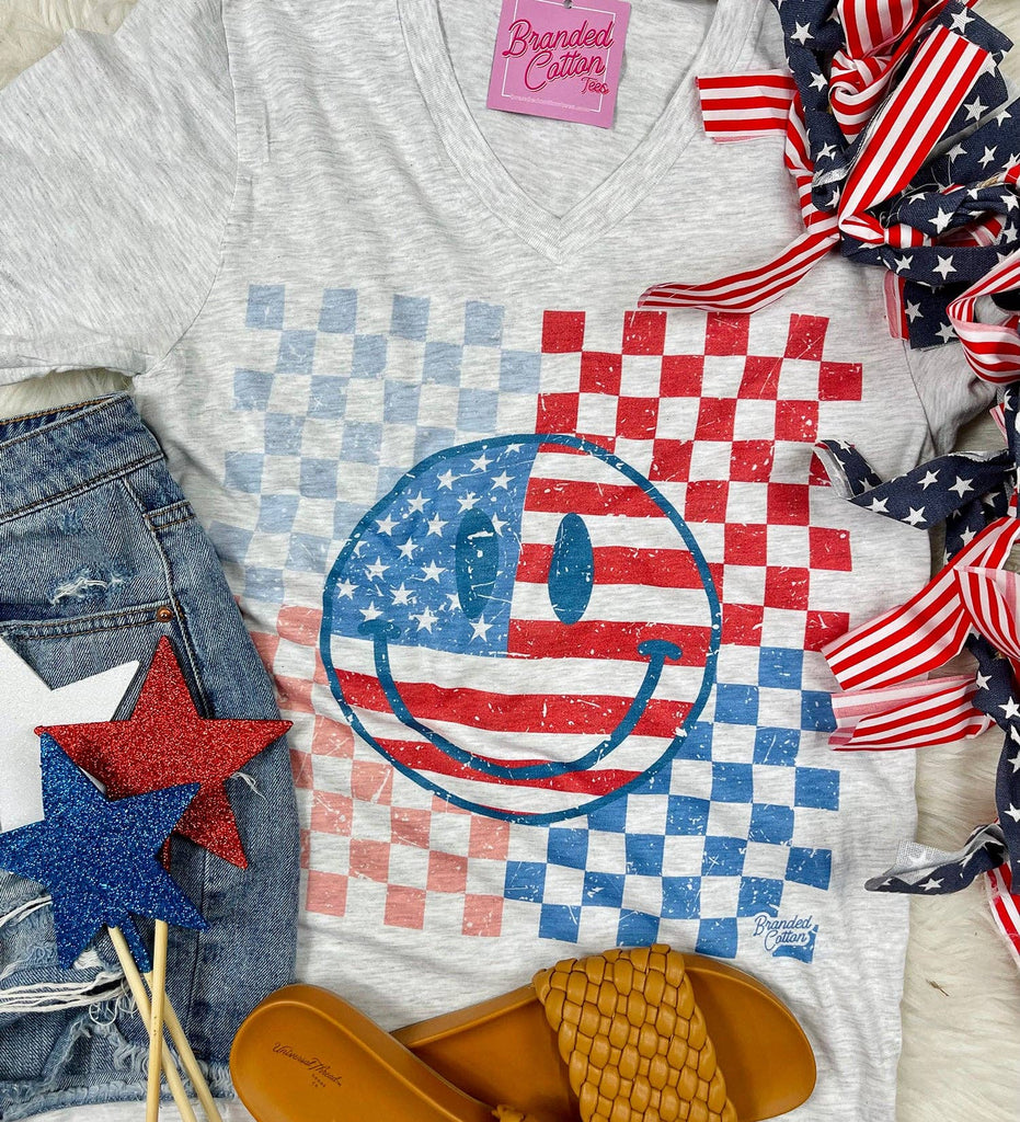 Checkered American Smiley Tee