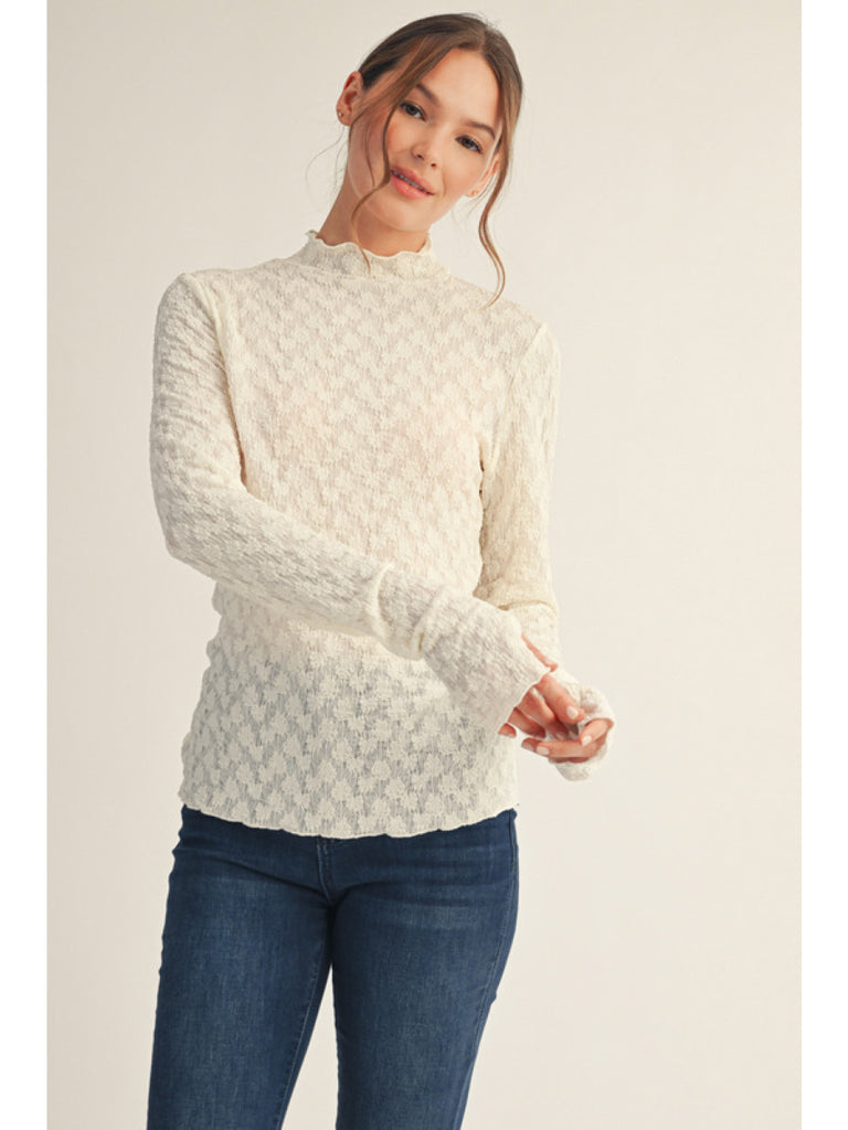 Lace Top with Mock Neck - See Colors
