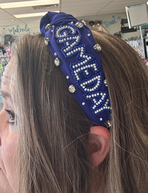 Game Day Beaded Royal Blue Headband
