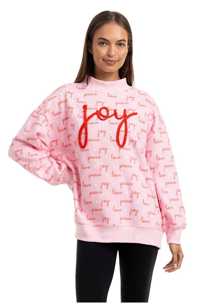 Katydid - Joy Knit Wholesale Mockneck Sweatshirt: Light Pink / XL