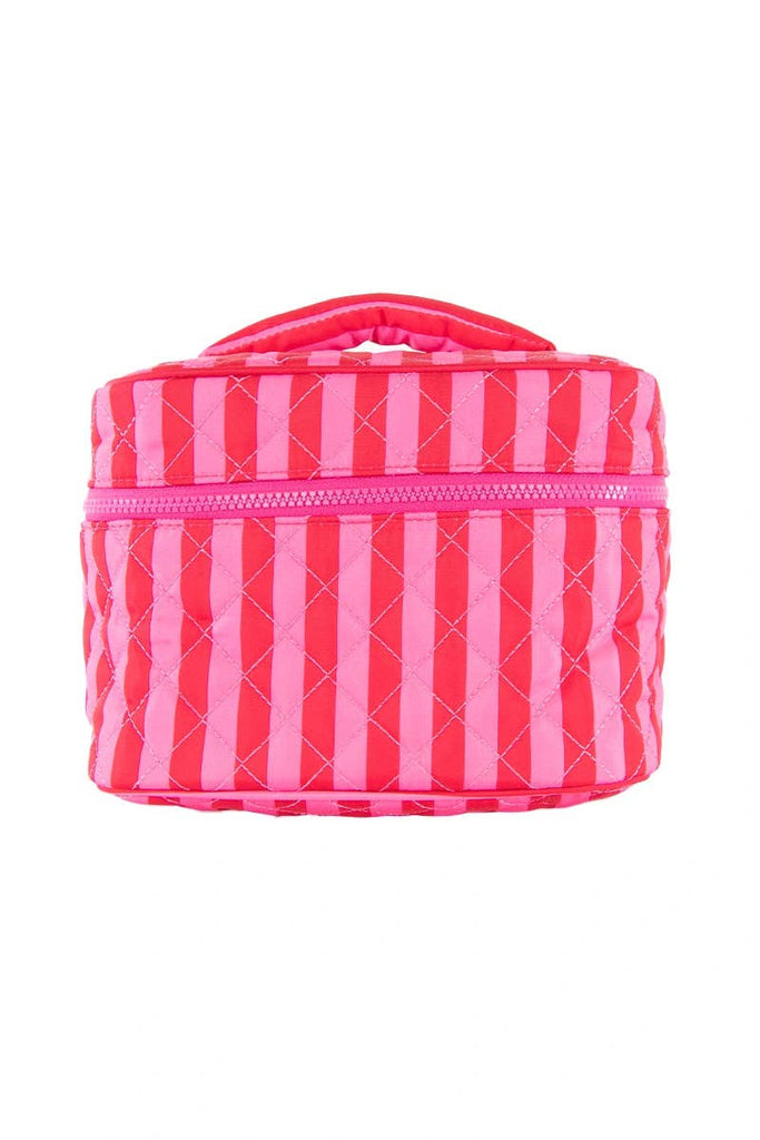 Katydid - Pink and Hot Pink Striped Quilted Makeup Bag: Pink & Hot Pink
