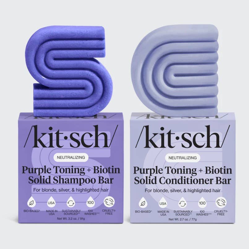 KITSCH - Purple Toning Shampoo & Conditioner Bar Combo for Color-Treated & Grey Hair