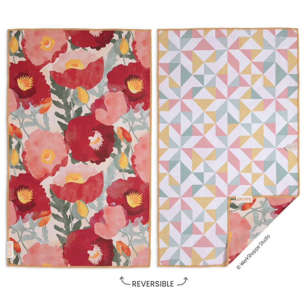 WerkShoppe - Abstract Poppies Microfiber Kitchen Dish Towel