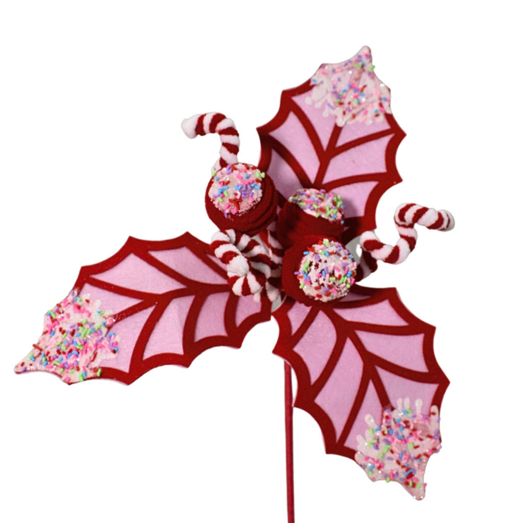 Christmas Confetti Chenille Ball Holly Pick 16"