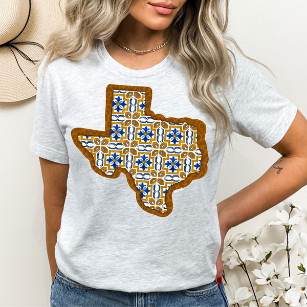 Texas Border Tile Tee in Heather Oatmeal