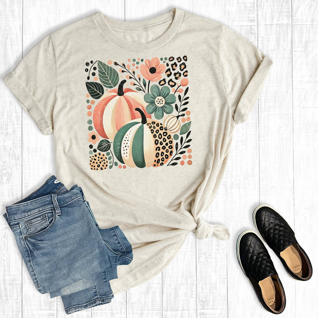 Retro Fall Floral Pumpkins Graphic Tee