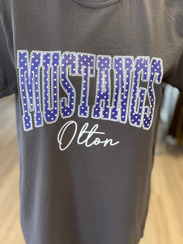 Polka Dot Mustangs Gray Tee