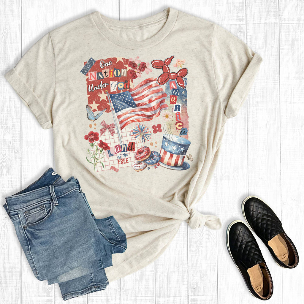 4th Of July America Patchwork Graphic Tee