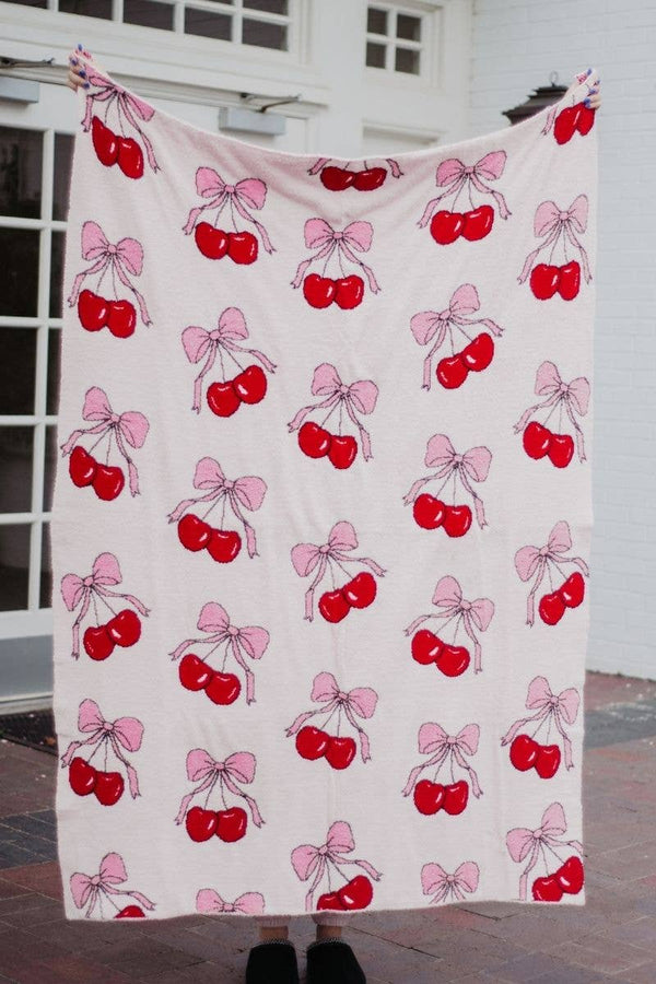 Cherry Bows All Over Soft  Blanket