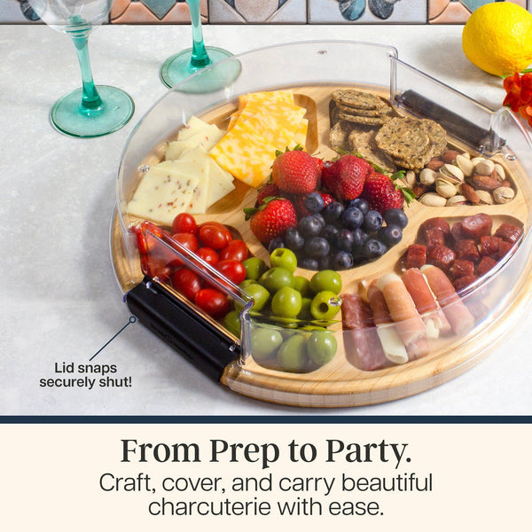 Totally Bamboo - Flip, Serve & Store® Round Charcuterie Board w/ Locking Lid