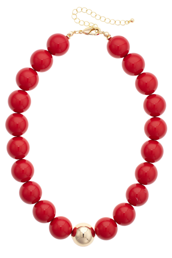 Canvas Style - Marjorie Game Day Beaded Necklace: Red