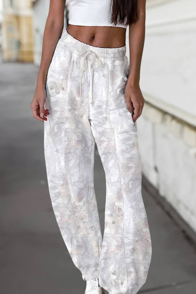 Abstract Print Drawstring Long Pants