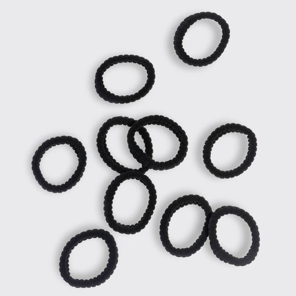 KITSCH - Recycled Fabric Ribbed Hair Elastics 10pc Set - Black