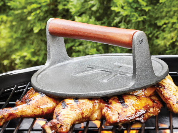 Fox Run Brands - Outset Cast Iron Round Grill Press, 8