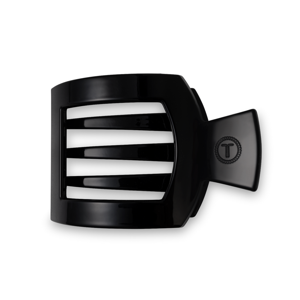 TELETIES - Square Flat Hair Clip | Med. | Jet Black
