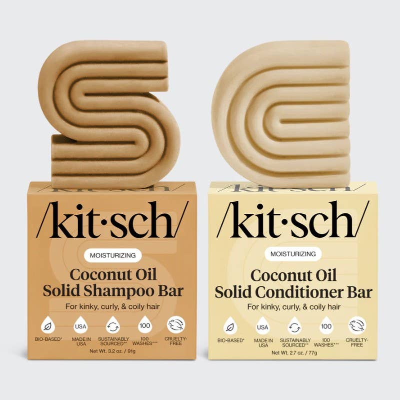 KITSCH - Coconut Oil Shampoo & Conditioner Bar Combo for Dry Damaged Hair