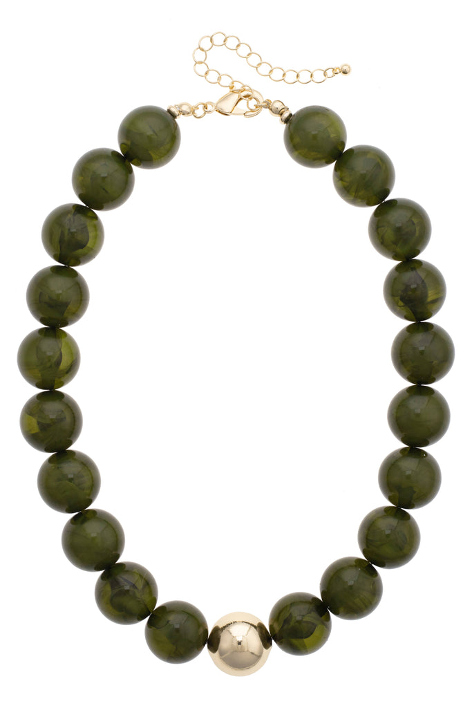 Canvas Style - Marjorie Fall Beaded Necklace: Dark Green