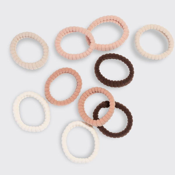 KITSCH - Recycled Fabric Ribbed Hair Elastics 10pc Set - Blush