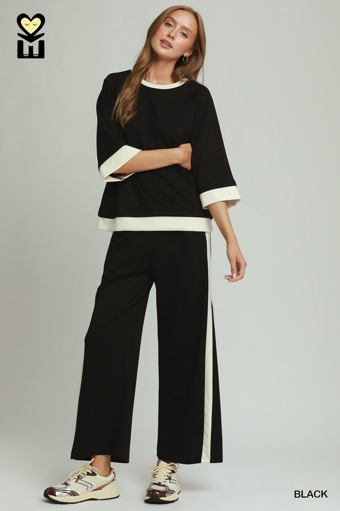 Colorblock Crewneck  Matching Set - Black