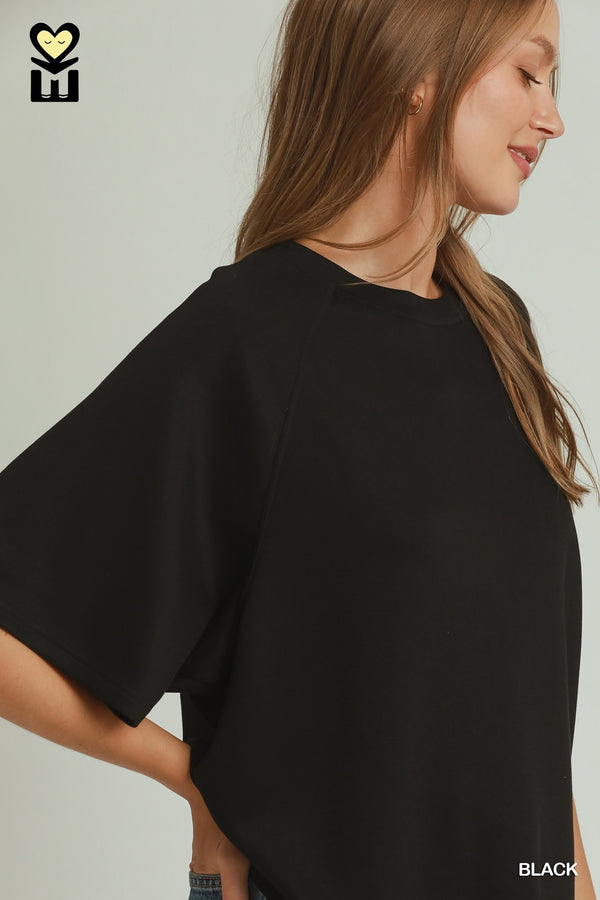 Relaxed Raglan Sleeve Top - Black
