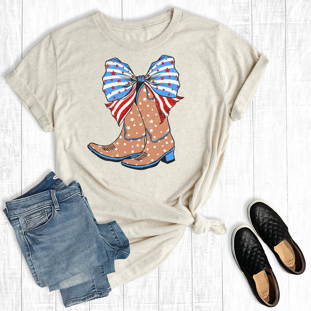 4th Of July Coquette Cowgirl Boots Graphic Tee