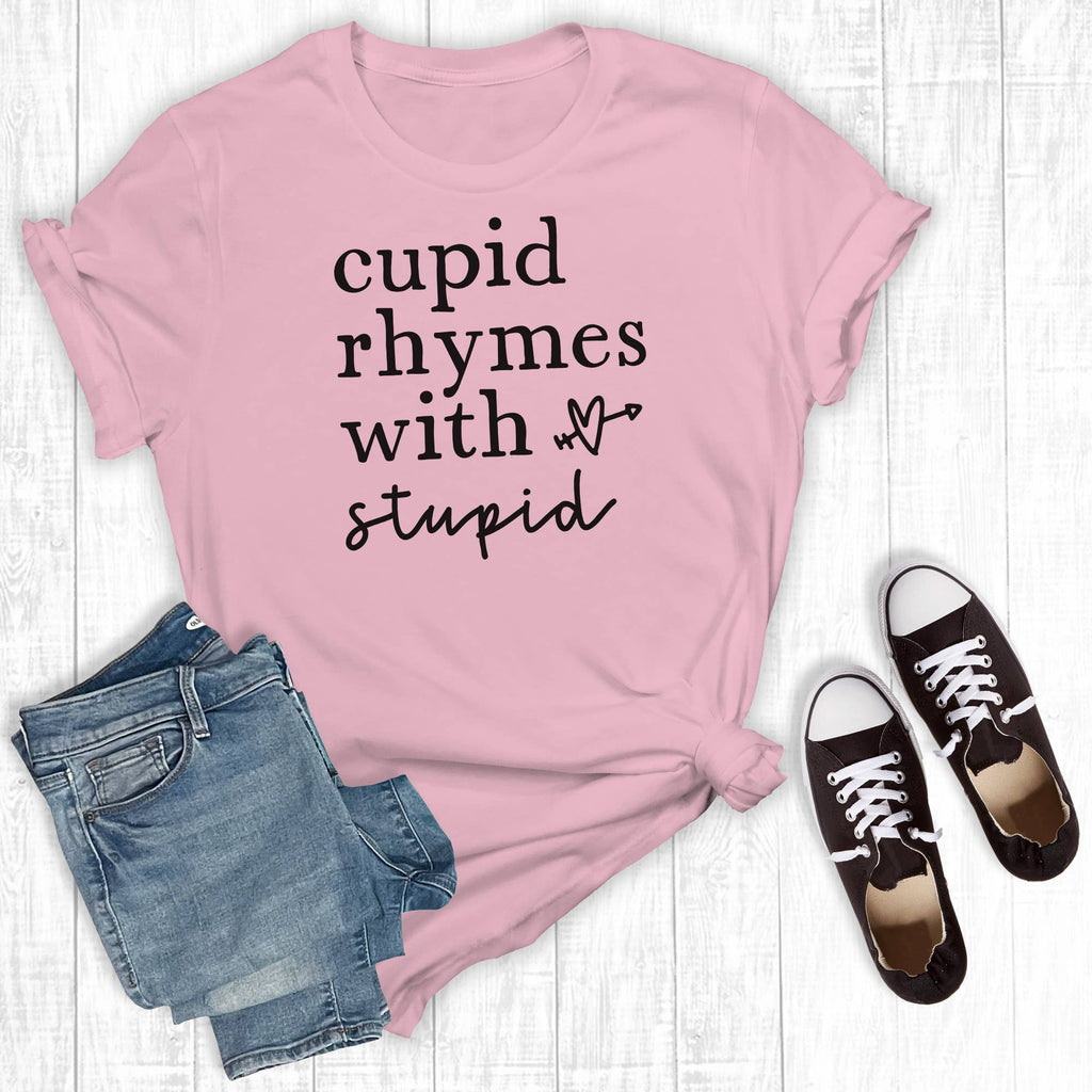 Cupid Rimes With Stupid Graphic Tee - Steel Grace