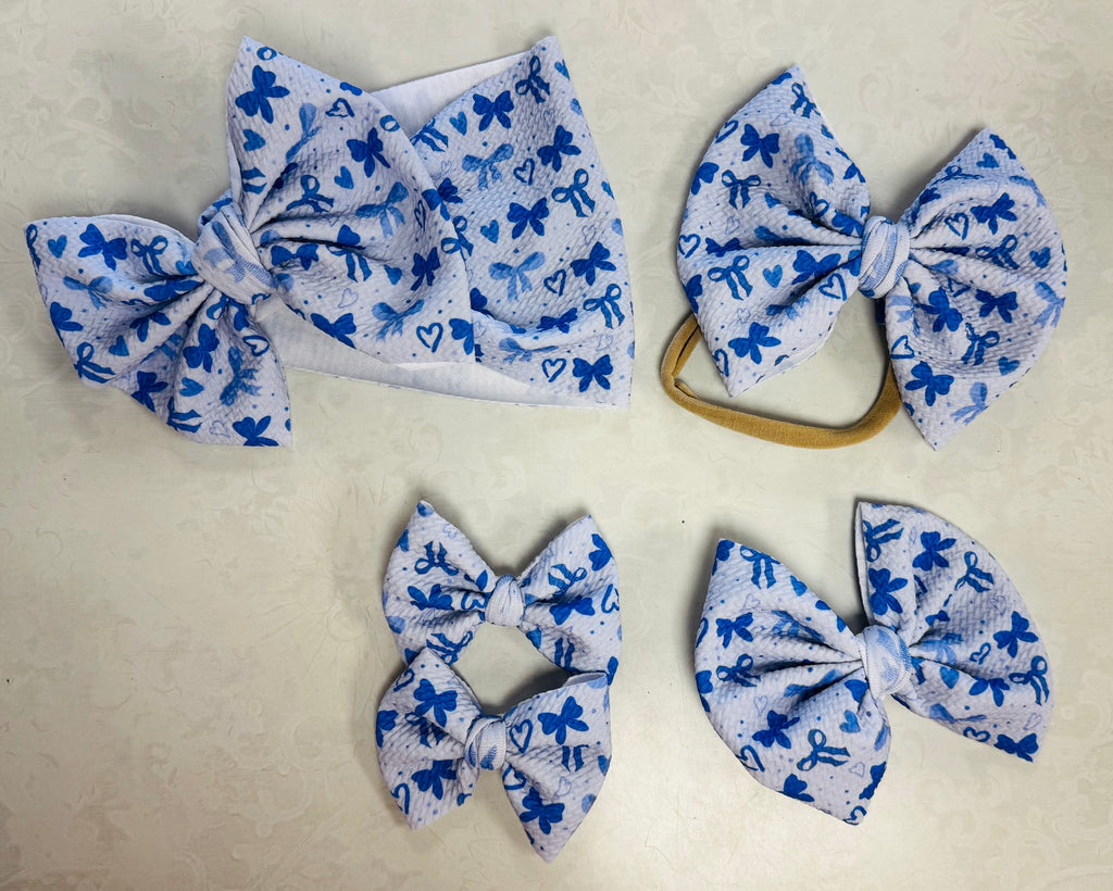 Light Blue with Blue Bows Bow Collection