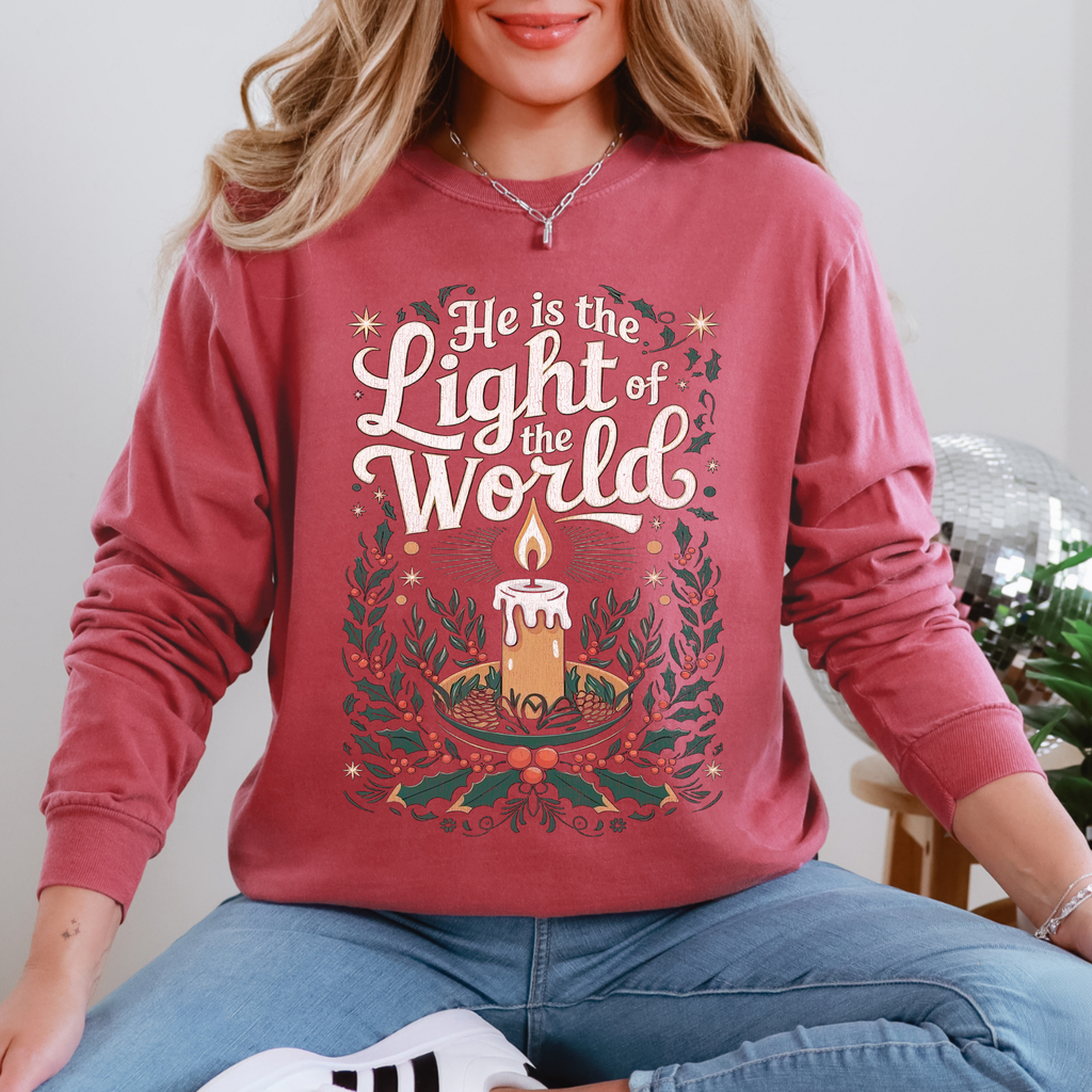 Light Of The World Long Sleeve Comfort Color Christmas Shirt