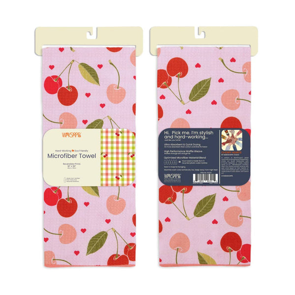 WerkShoppe - Cherry Hearts Microfiber Kitchen Dish Towel