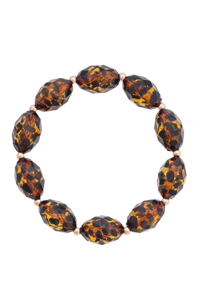 Canvas Style - Leighton Beaded Stretch Bracelet in Tortoise