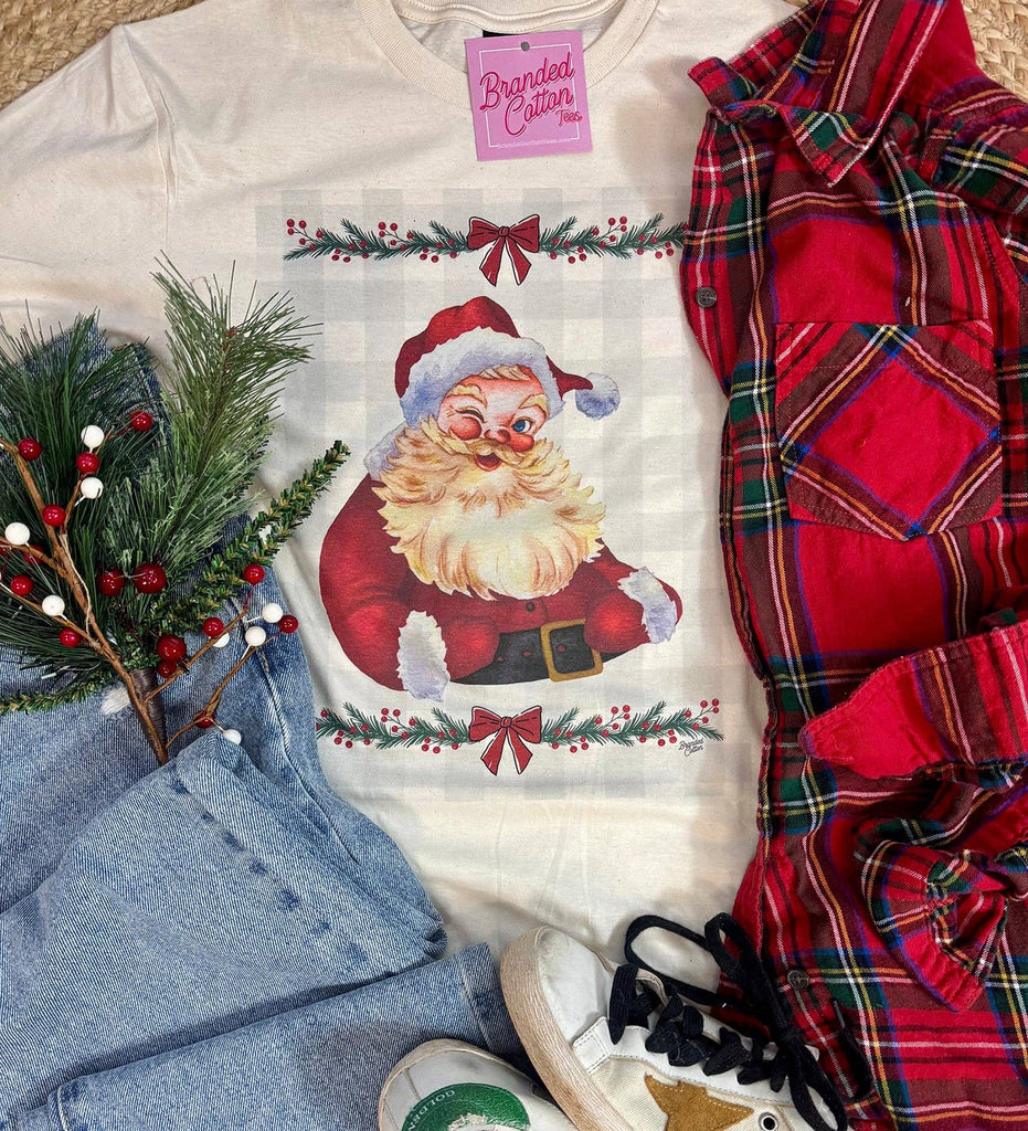 Vintage Plaid Santa Tee