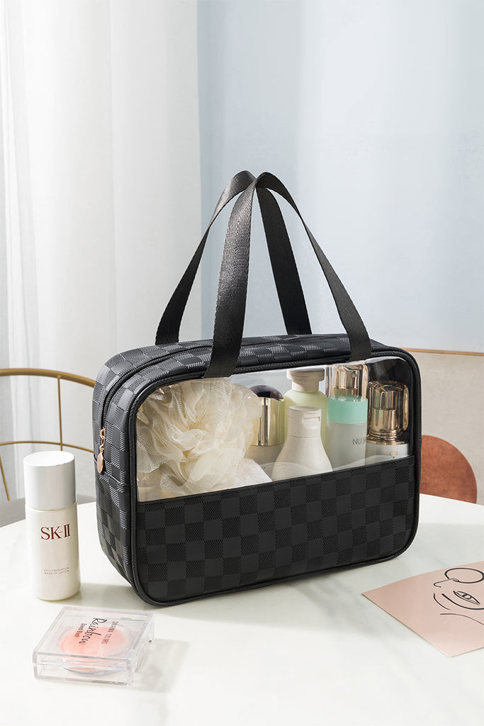 Checkered Pattern Travel Clear Bag