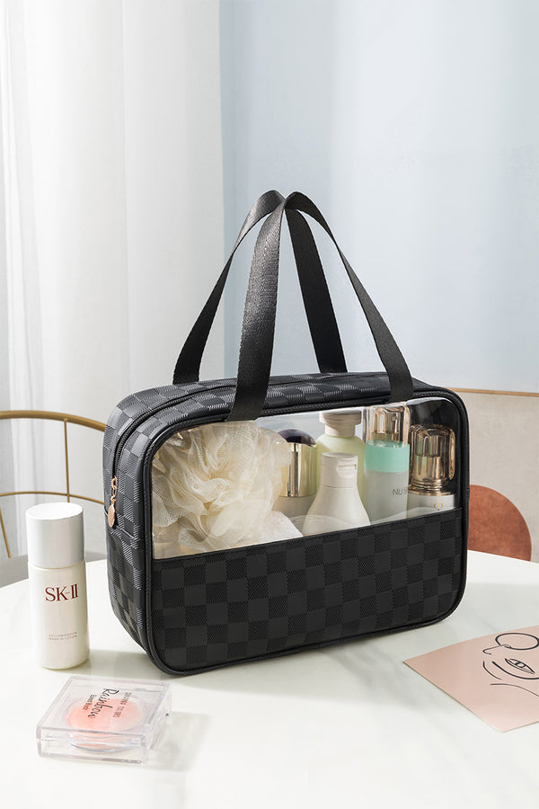 Checkered Pattern Travel Clear Bag