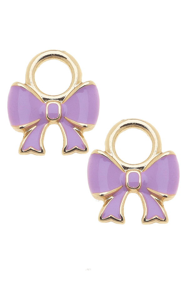 Enamel Bow Huggie Charm (Set of 2): Blue