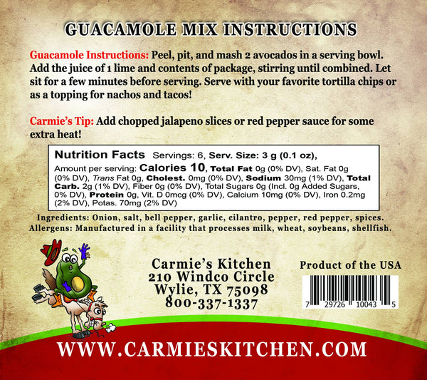 Carmie's Kitchen - Guacamole Seasoning Mix