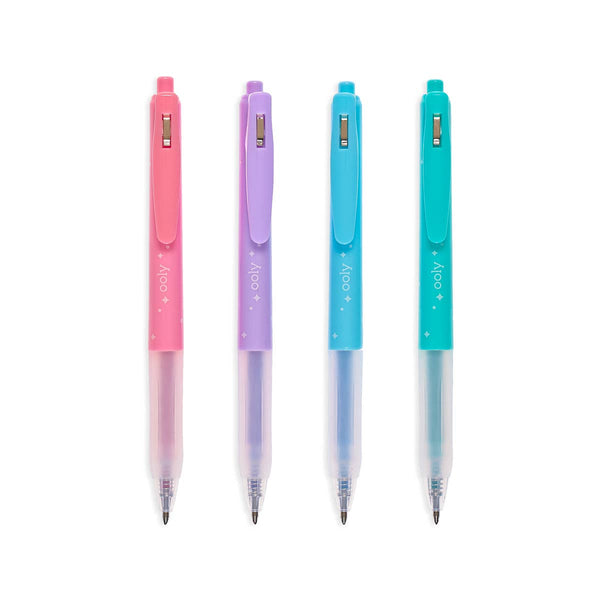 Oh My Glitter!: Retractable Glitter Ink Gel Pens (Set of 4) - Steel Grace