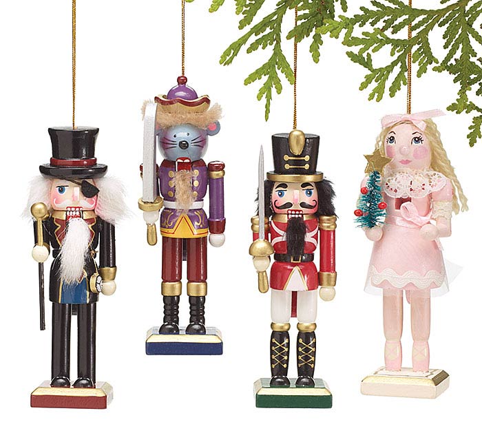 4 PIECE NUTCRACKER BALLET ORNAMENT SET