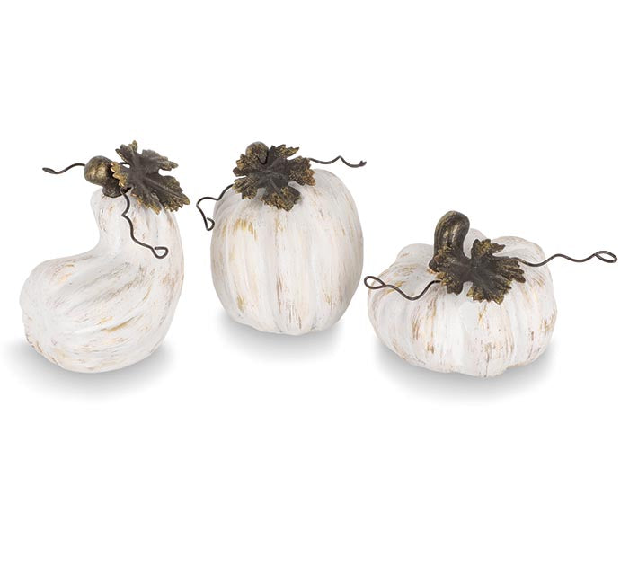 White with Gold Brushing Pumpkin Decor