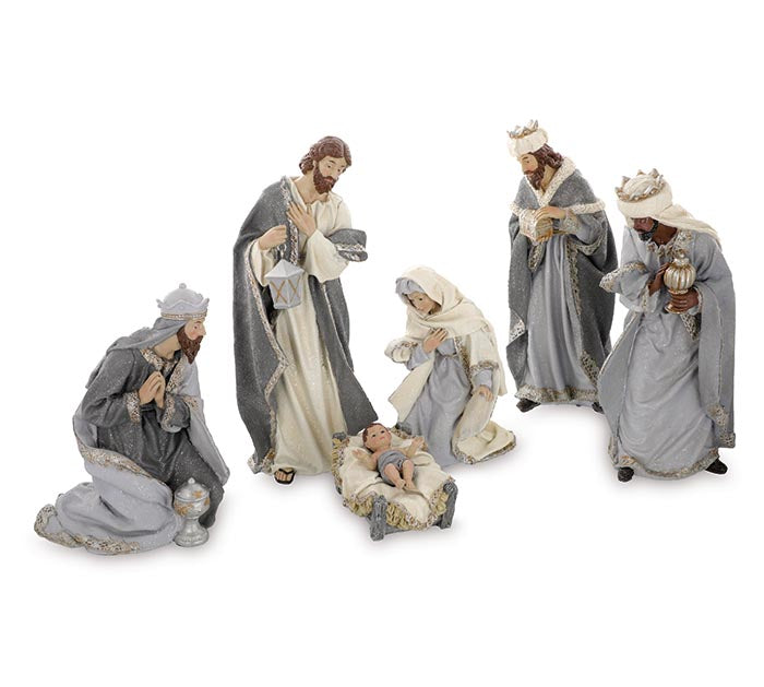 Nativity Set in Gray/Ivory Color 6 PC