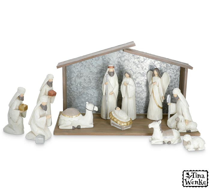 Nativity with Creche 11 Piece