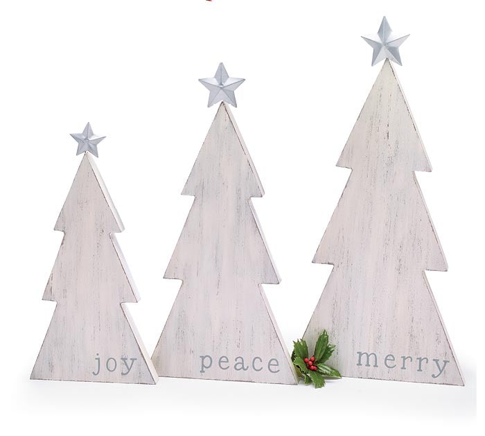 Distressed White Christmas Tree with Star