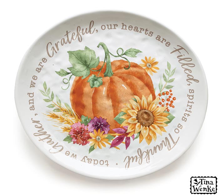 FALL PLATTER WITH MESSAGE AROUND RIM