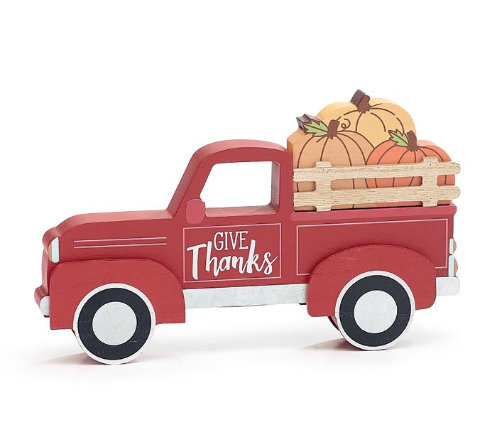 RED PUMPKIN TRUCK SHELF SITTER