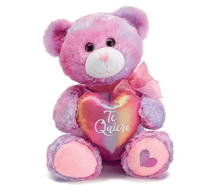 Plush Multi Color Bear with Heart Te Quiero