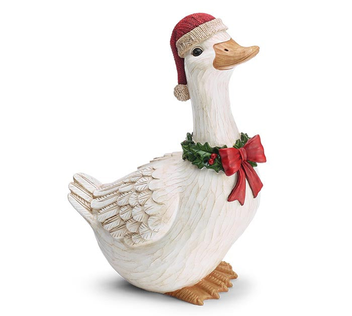 RESIN CHRISTMAS GOOSE FIGURINE