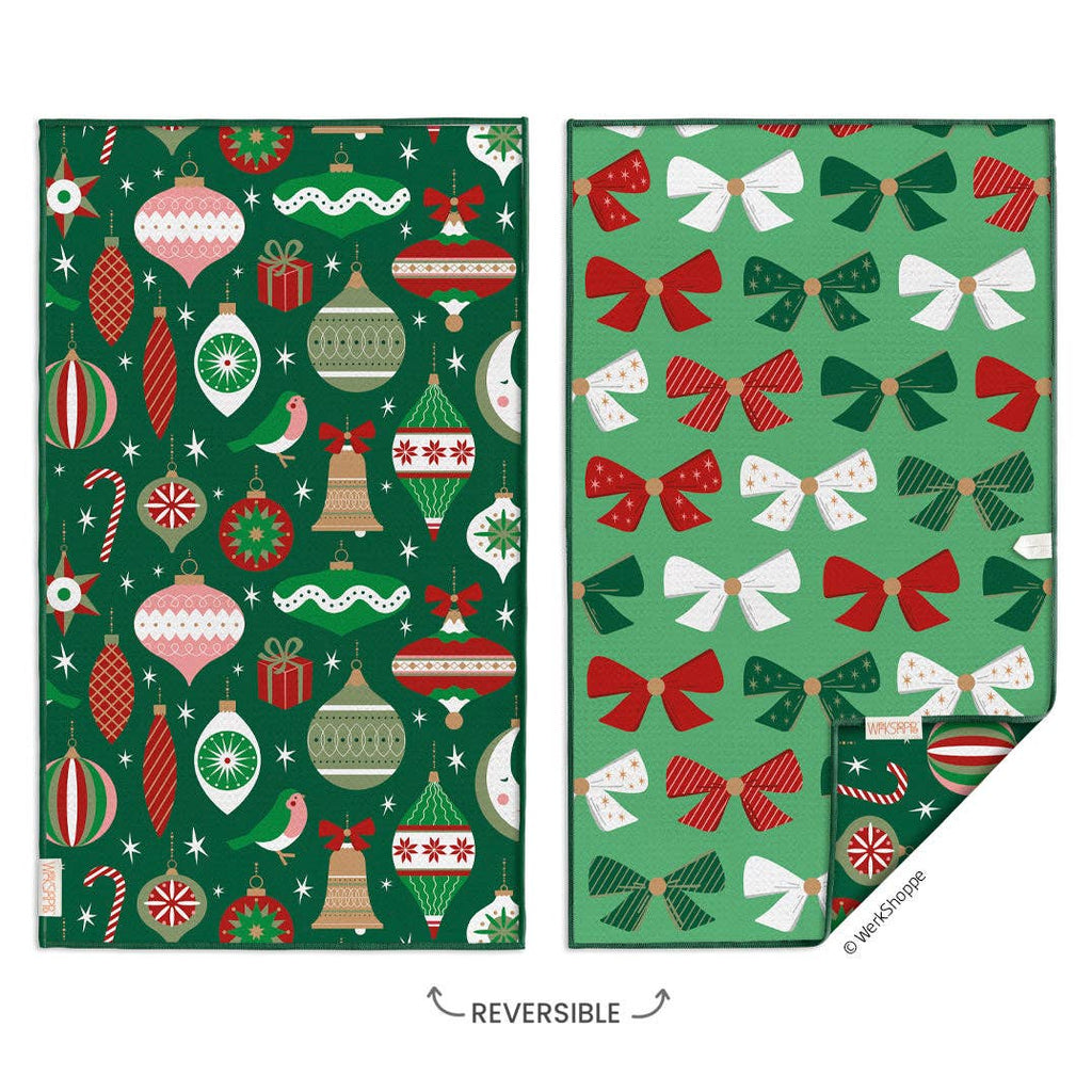 WerkShoppe - Ornaments & Bows Christmas Microfiber Towel