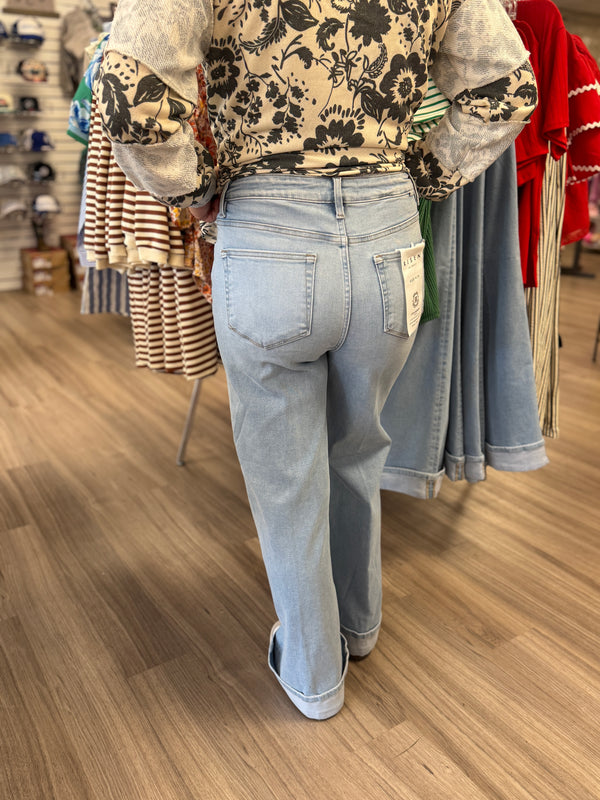Risen High Rise Long Inseam Wide Leg Jeans