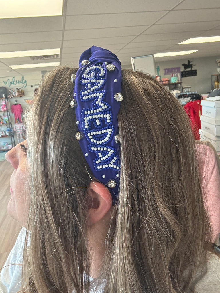 Game Day Beaded Royal Blue Headband